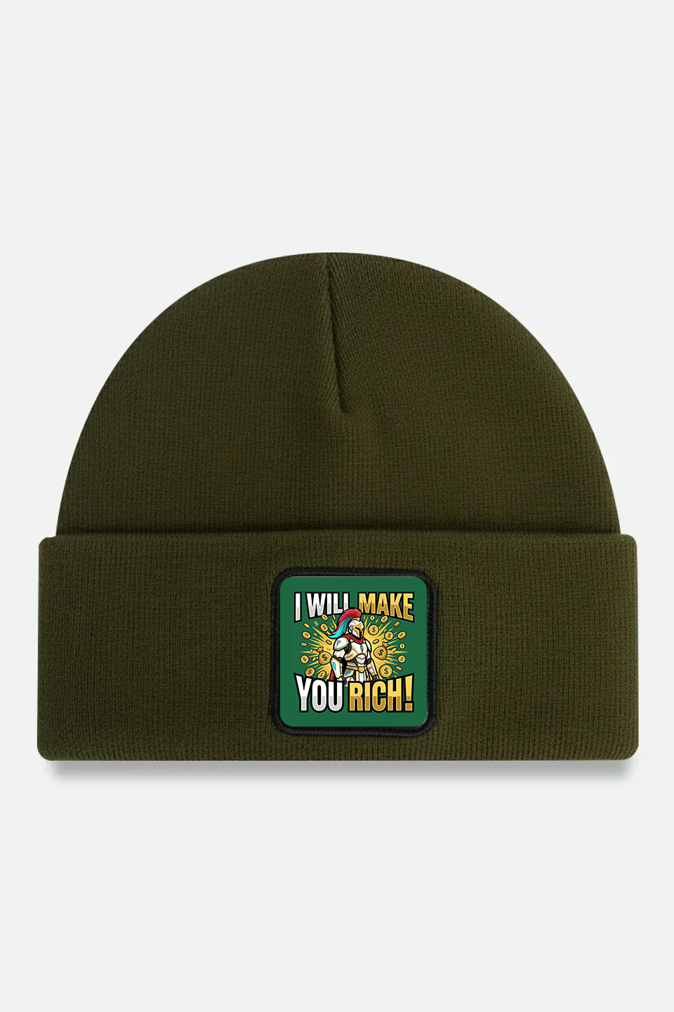 Khaki Beanie with I Will Make You Rich Logo
