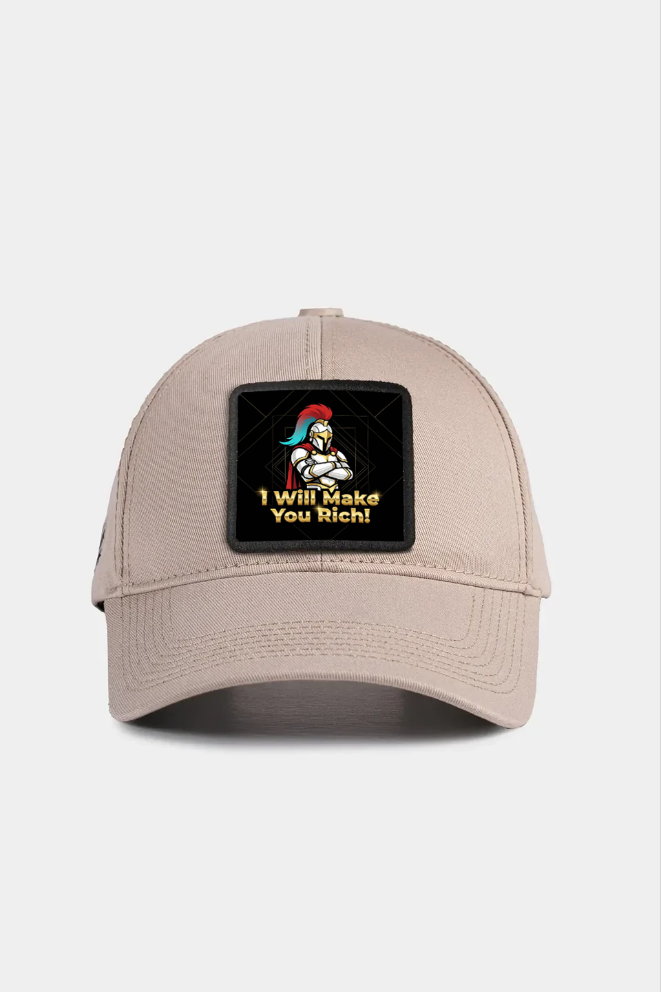 Six Beige Baseball Cap with I Will Make You Rich Logo