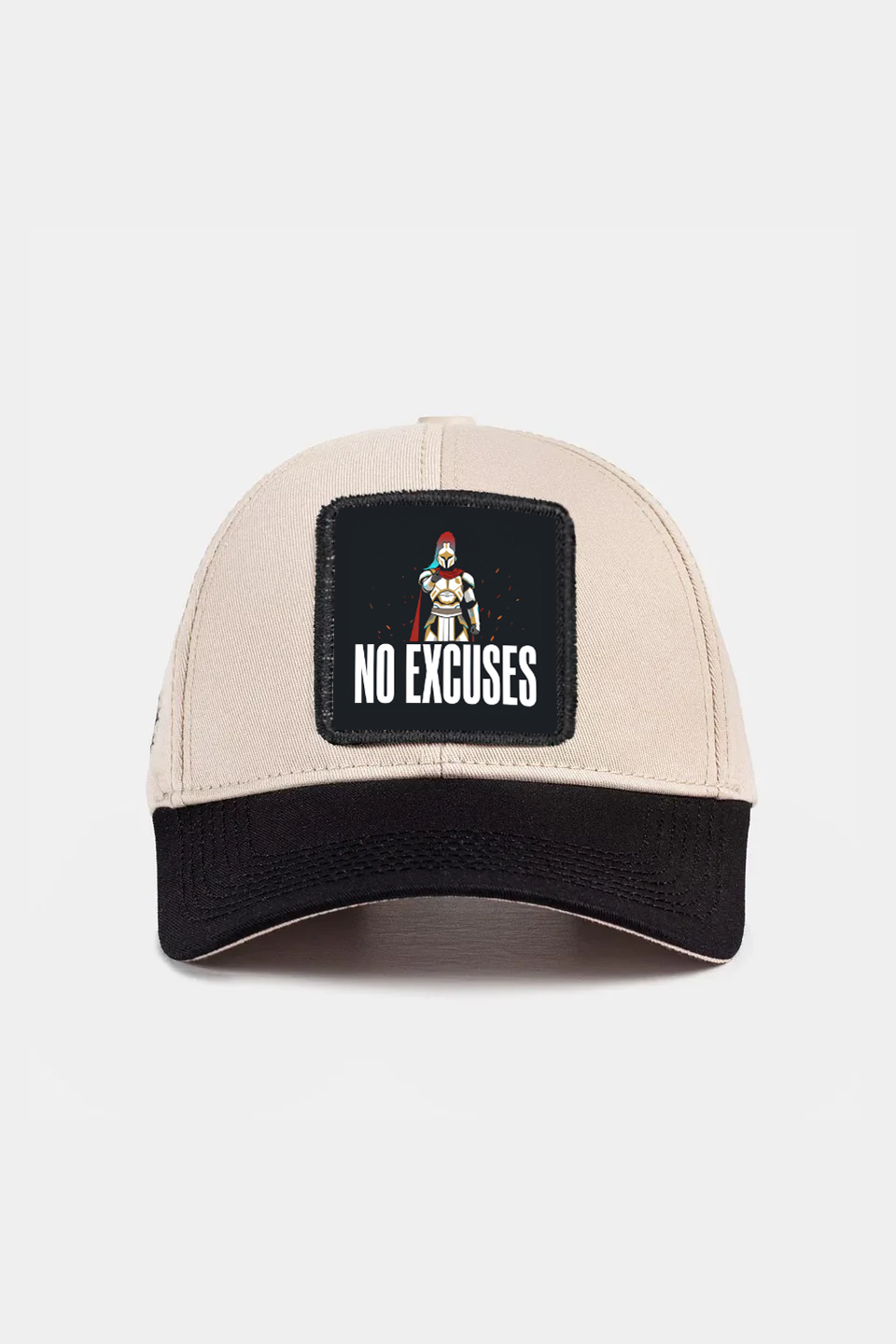 Six Black Beige Baseball Cap with No Excuses Logo