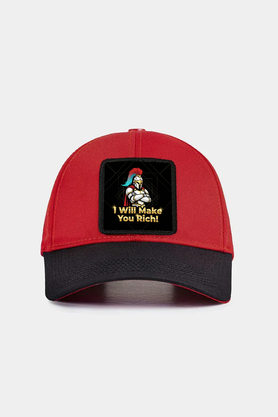 Six Black Red Baseball Cap with I Will Make You Rich Logo