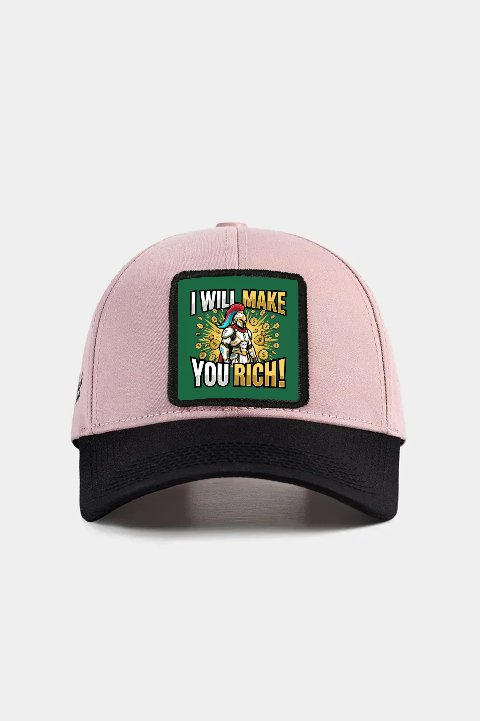Six Black Pink Baseball Cap with I Will Make You Rich Logo