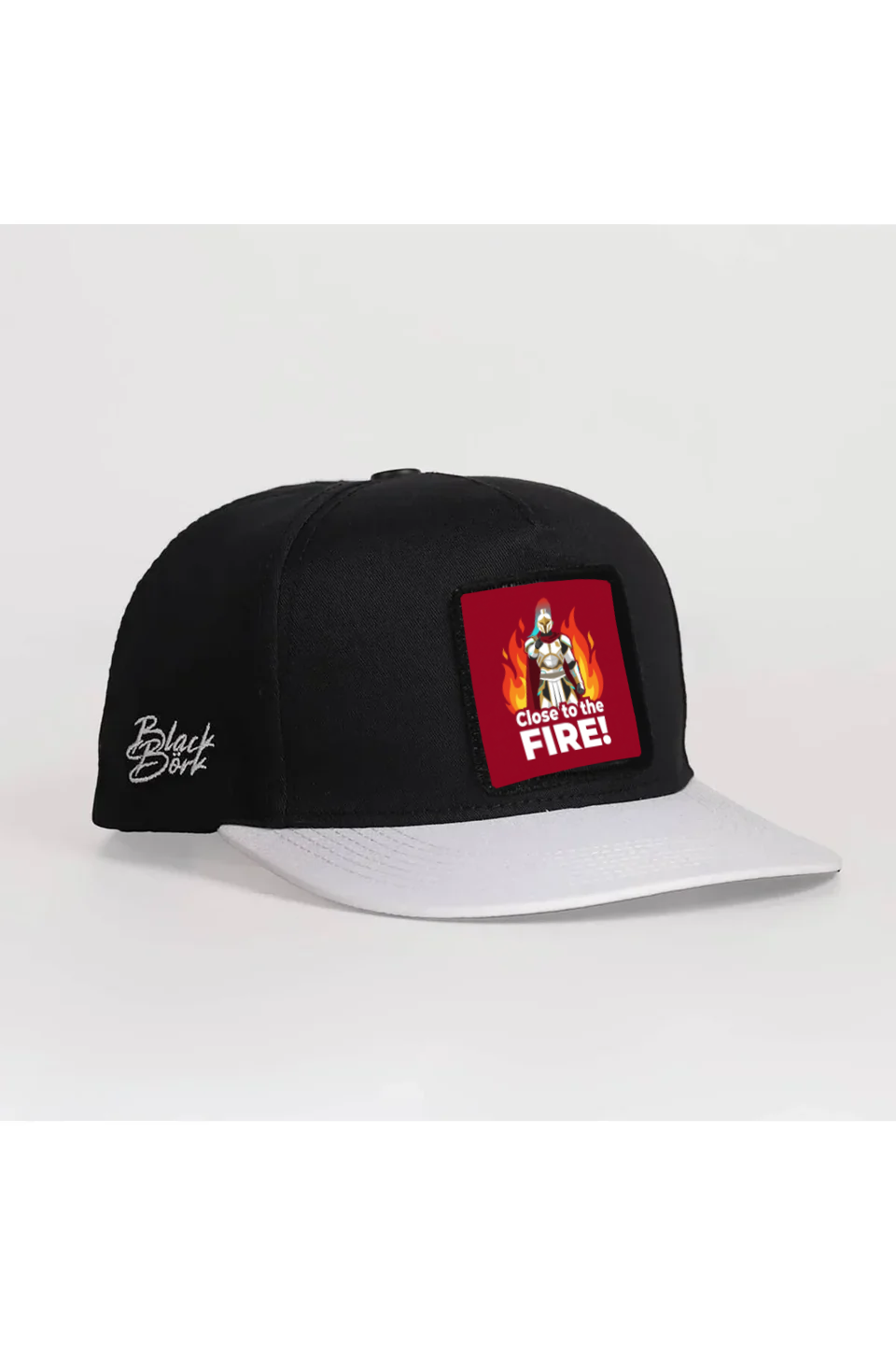 White Black Hip Hop Cap with Close to the Fire Logo