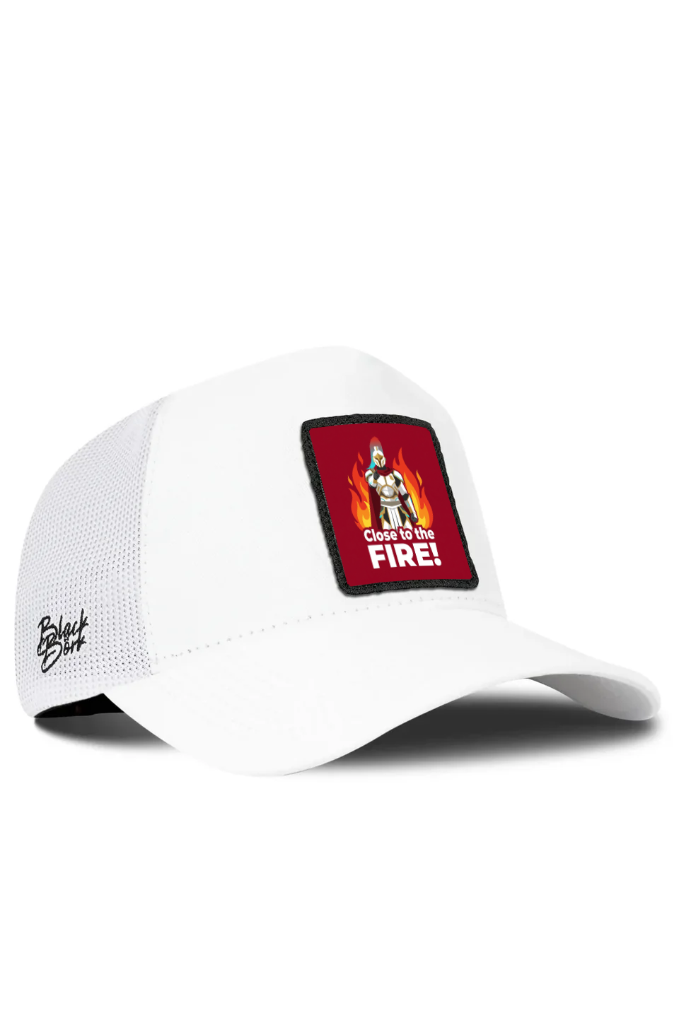 White Trucker Cap with Close to the Fire Logo