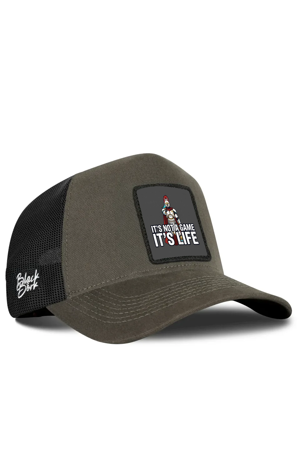 Khaki Black Trucker Cap with It's Not a Game, It's Life Logo